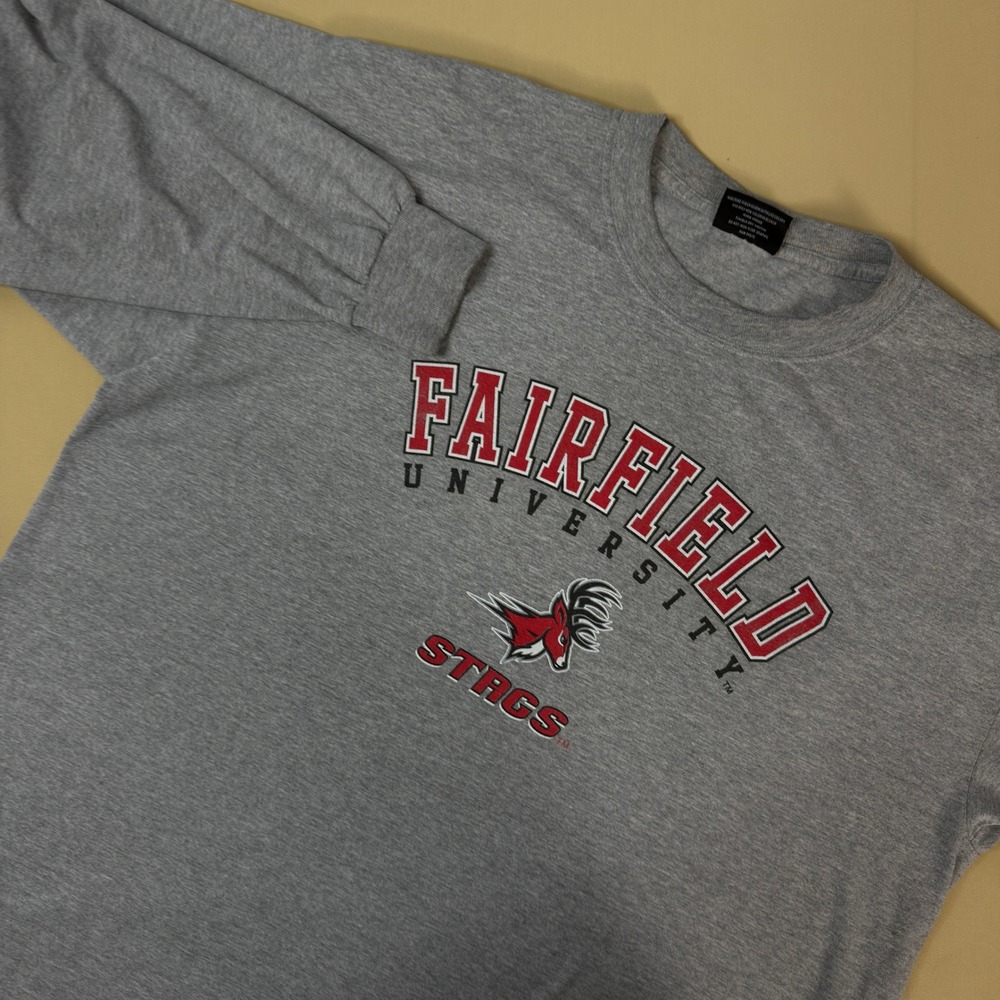 Steve & Barry's Fairfield University Shirt Mens XXL Gray Good Long Sleeve Stags